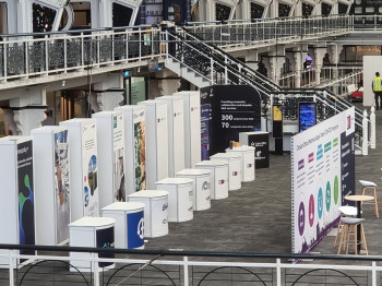 Nanoforce and other stands at the Innovate UK KTN Materials Research Exchange 2024, Business Design Centre, London. The calm before the storm?!